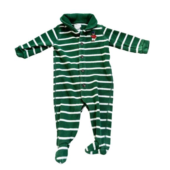 Vtg Ralph Lauren Embroidered Bear Polo Player Sleeper 9m - Picture 2 of 6